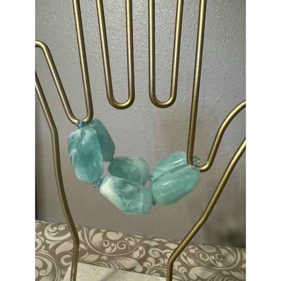 Faux Rock Bracelet Women's Costume Jewelry Blue Beads Stones - Picture 2 of 6